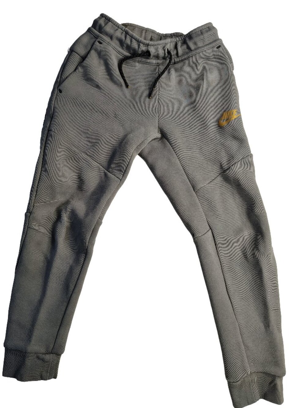 Boy's Small Gray & Gold Nike Tech Pack Fleece Jogger Sweatpants HV5869-065